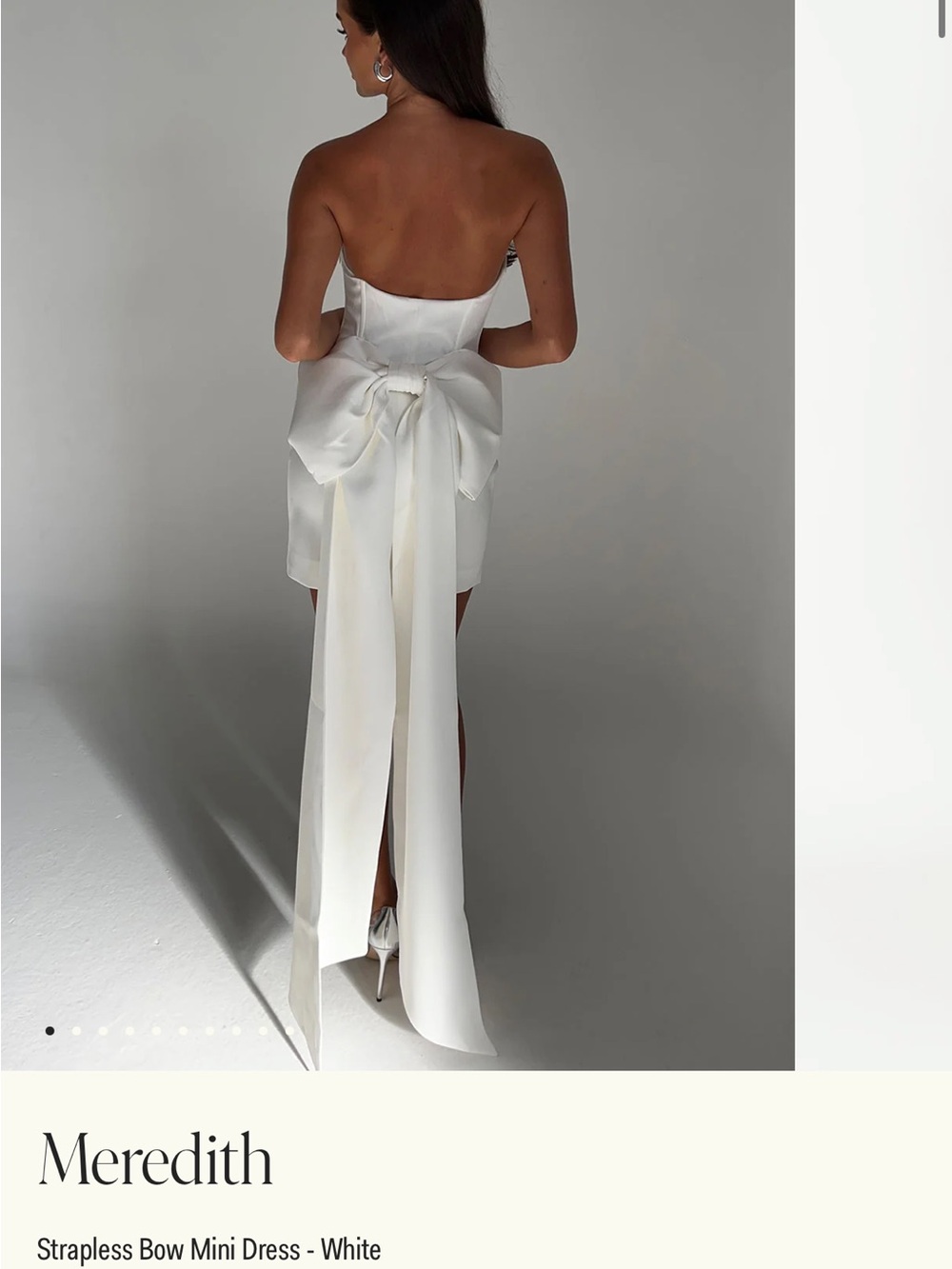 Meshki White Strapless Bow Mini Dress